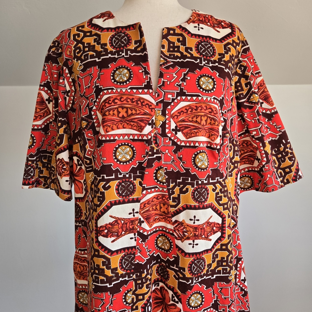 Vibrant Barkcloth Vintage Dress - Picture 4 of 13